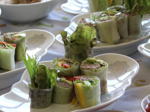 野菜だけで生春巻きとスイートチリソース